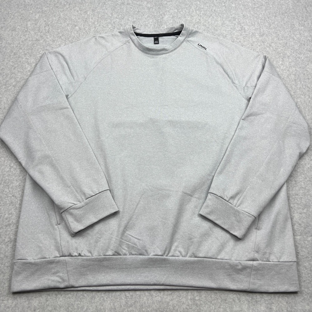 UNRL Elite Crewneck Performance Sweatshirt Gray Mens Large 4-Way Stretch Pockets